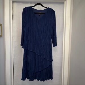 Connected Apparel Woman's Dress Size 12 Vtg Ruffled Layered 1980s Blue